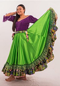 Saia Longa Cigana Modelo 2 Babados com 14 metros de roda