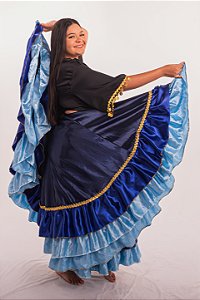 Saia Longa Cigana Modelo 2 Babados com 14 metros de roda