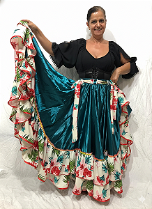 Saia Longa Cigana Modelo 2 Babados com 14 metros de roda