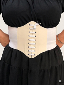 Corset Espartilho Corselet Corpete Brilhoso Cinta Modeladora Branco