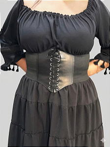 Corset Espartilho Corselet Corpete Brilhoso Cinta Modeladora Preto