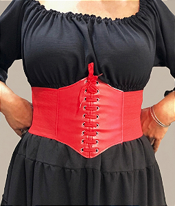 Corset Espartilho Corselet Corpete Brilhoso Cinta Modeladora Vermelho