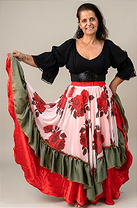 Saia Longa Cigana Modelo Sobre Saia com 10 metros de roda