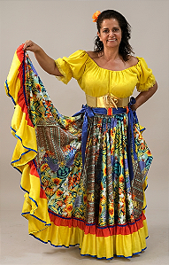 Saia Longa Cigana Modelo 1 Babado com 14 metros de roda