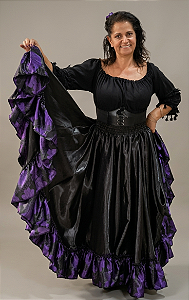 Saia Longa Cigana Modelo 1 Babado com 14 metros de roda