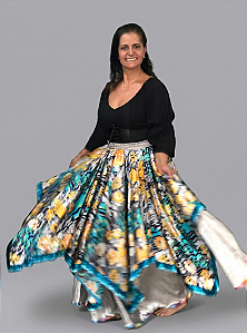 Saia Longa Cigana Modelo Pontas com 10 metros de roda Cinza