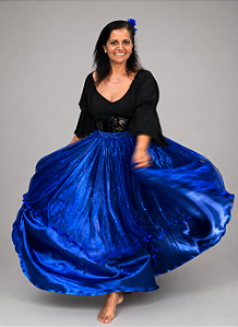 Saia Longa Cigana Modelo Pontas com 10 metros de roda Azul Escura