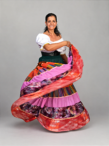 Saia Longa Cigana Modelo Patchwork com 12 metros de roda Rosa