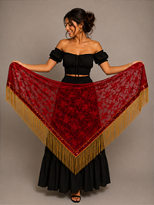 Lenço Xale Longo Feminino Renda Moda Luxo Melhores Presentes Vermelho