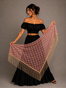 Lenço Xale Longo Feminino Renda Moda Luxo Melhores Presentes Rosa
