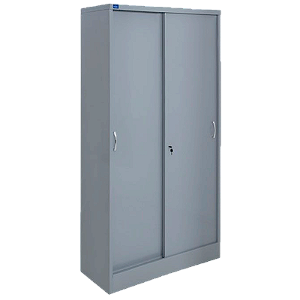 Armário de Aço com Portas de Correr e 4 Prateleiras Reguláveis 198x90x50 com Fechadura – Chapa 24