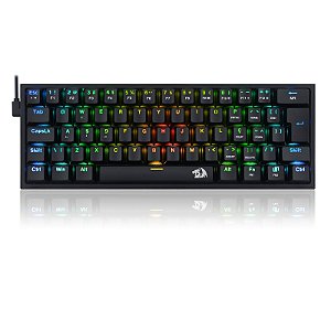 Teclado Gamer Mecânico Preto Fizz RGB Switch Azul Redragon