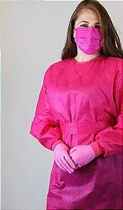 AVENTAL DESC. PREMIUM MANGA LONGA TNT 40G UN- PINK