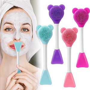 ESCOVINHA FACIAL COLORIDA COM ESPATULA