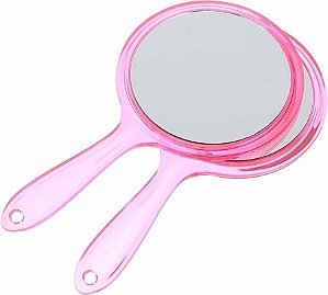 ESPELHO DE MÃO REDONDO DUPLA FACE ROSA- COM ZOOM G