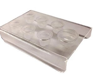 SUPORTE ACRÍLICO PORTA BATOQUE 7 FUROS +21 BATOQUES