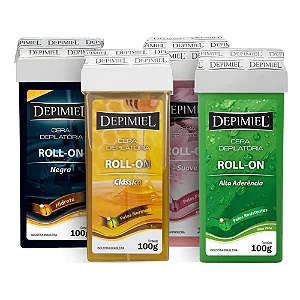 KIT  COM 10 UND CERA ROLL ON  SORTIDA  DEPIMIEL 100G