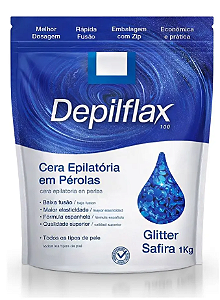 Cera Depilflax Glitter Safira Perolas 1Kg