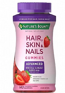 Hair, Skin, & Nails Advanced 80 Gummies - 2x mais Biotina - Nature's Bounty