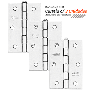 Dobradiça 850 Até 25kg - 3,5" Cromada - Silvana 3Pçs