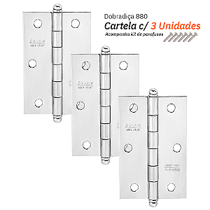 Dobradiça 880 Até 25kg - 3,5" Cromada - Silvana 3Pçs