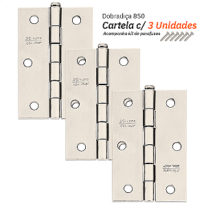 Dobradiça 850 Até 20kg - 3" Niquelado - Silvana 3Pçs