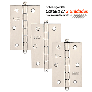 Dobradiça 880 Até 20kg - 3" Niquelado Silvana 3Pçs