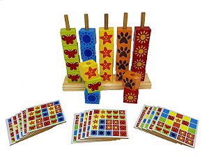 Jogo de Dominó Tradicional Pingos Coloridos Brinquedo Educativo de Madeira  Jogos e Desafios Bambalalão Brinquedos Educativos