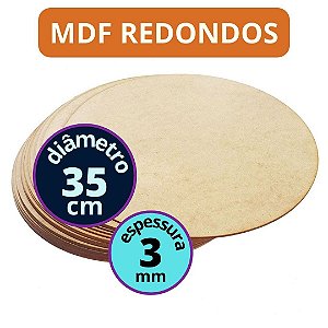 5 UNIDADES DE MDF Redondo 35cm com 3mm de espessura