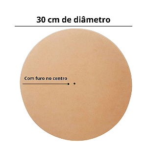 MDF para relógio de parede 30cm com borda alta e furo no meio