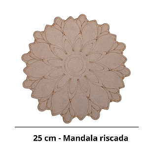 Mandala riscada de mdf crú