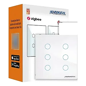 Interruptor 4x4 Branco Zigbee Nova Digital 6 Botões