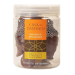 Damasco recheado com Doce de Leite & Cobertura de Chocolate Meio Amargo