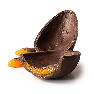 Ovo de Chocolate 70% Cacau recheado com Geleia de Damasco