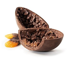 Ovo de Chocolate 70% Cacau com Pedaços de Damasco na casca