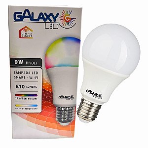 LÂMPADA SMART WI-FI LED BULBO A60 9W RGB E-27 BIVOLT GALAXY