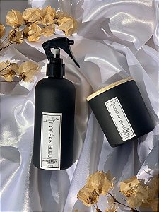Kit Vela Aromática + Home Spray L'Océan Bleu - Vidro preto fosco
