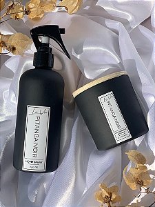 Kit Vela Aromática + Home Spray Pitanga Noir - Vidro Preto Fosco