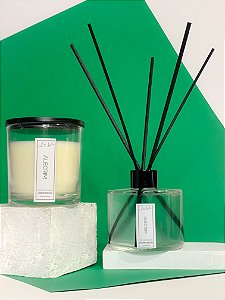 Kit Alecrim Vela Aromática 170g + Difusor de Ambiente  Vidro