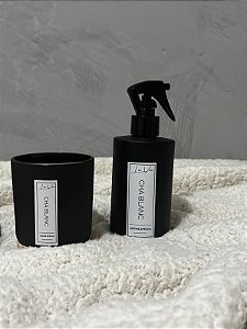 Kit Vela Aromática + Home Spray Chá Blanc- Vidro preto fosco