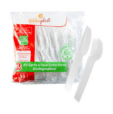 Kit Garfo e Faca Extra Forte Biodegradável Goldenplast com 400 unidades