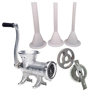 Moedor de Carne Nº22 + Jogo de Funil + Disco Rim + Modeladora Bolacha