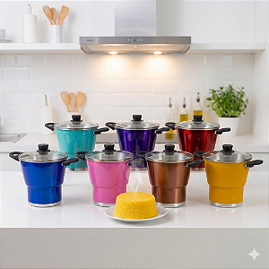 Panela Cuscuzeira C/Tampa de Vidro Nº18 - CORES