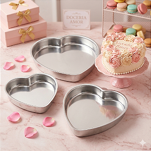 Forma de Alumínio Com Formato de Coração - Escolha o Tamanho e Quantidade