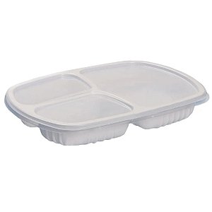 Embalagem Marmitex 3 Divisórias Funda 1150ml - 10 Unidades Galvanotek G330