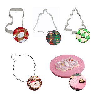 Kit 4 Cortadores de Natal + Bailarina para Biscoito