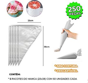 Kit 250 Saco/Manga de Confeitar Descartável Grande 38cm