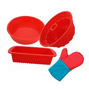 Kit 3 peças de Silicone Assadeira Pão Bolo Torta p/ Airfryer