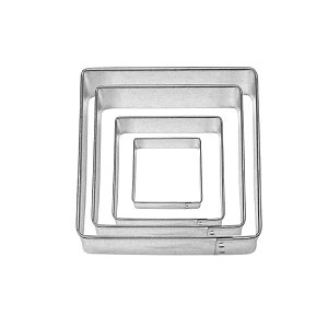 Kit 4 Cortadores Brownie Bolo Biscoito em Aço Inox