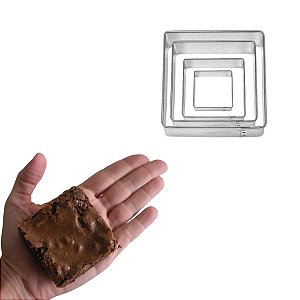 Kit 3 Cortadores Brownie Bolo Biscoito em Aço Inox